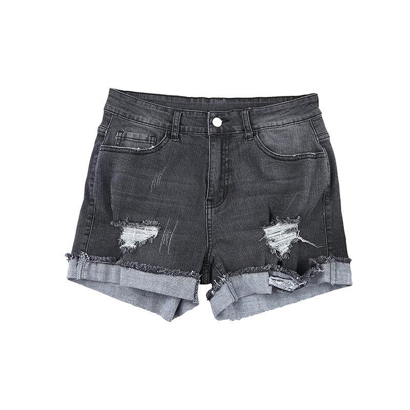 Washed And Frayed Casual Jean Shorts