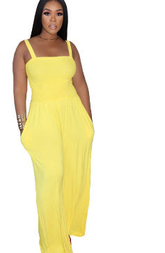 Solid Color Casual Tank Top Wide Leg Jumpsuit