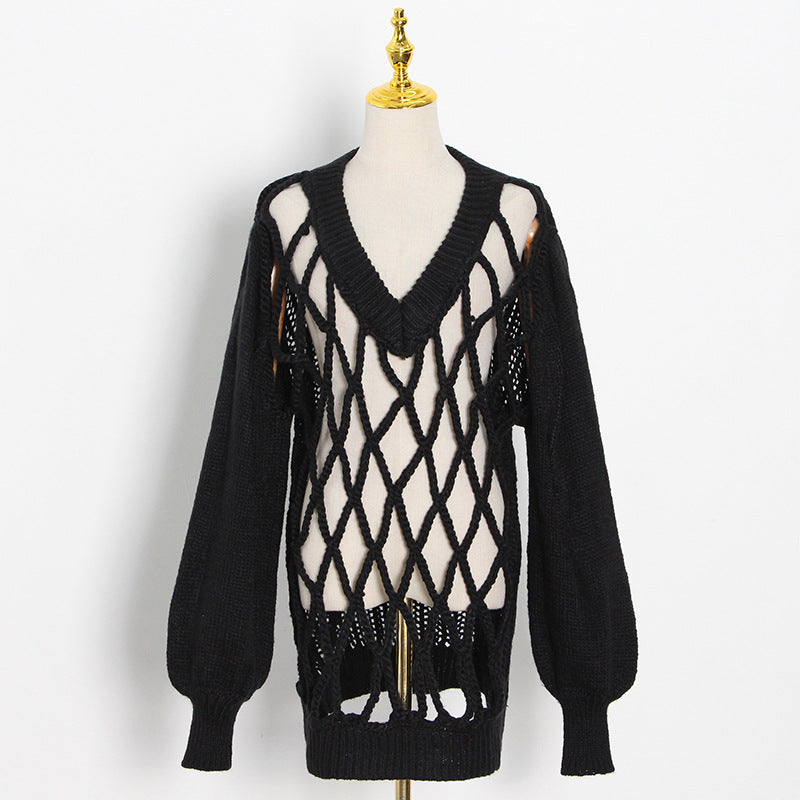 Loose Sleeve Net Sweater