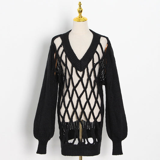 Loose Sleeve Net Sweater