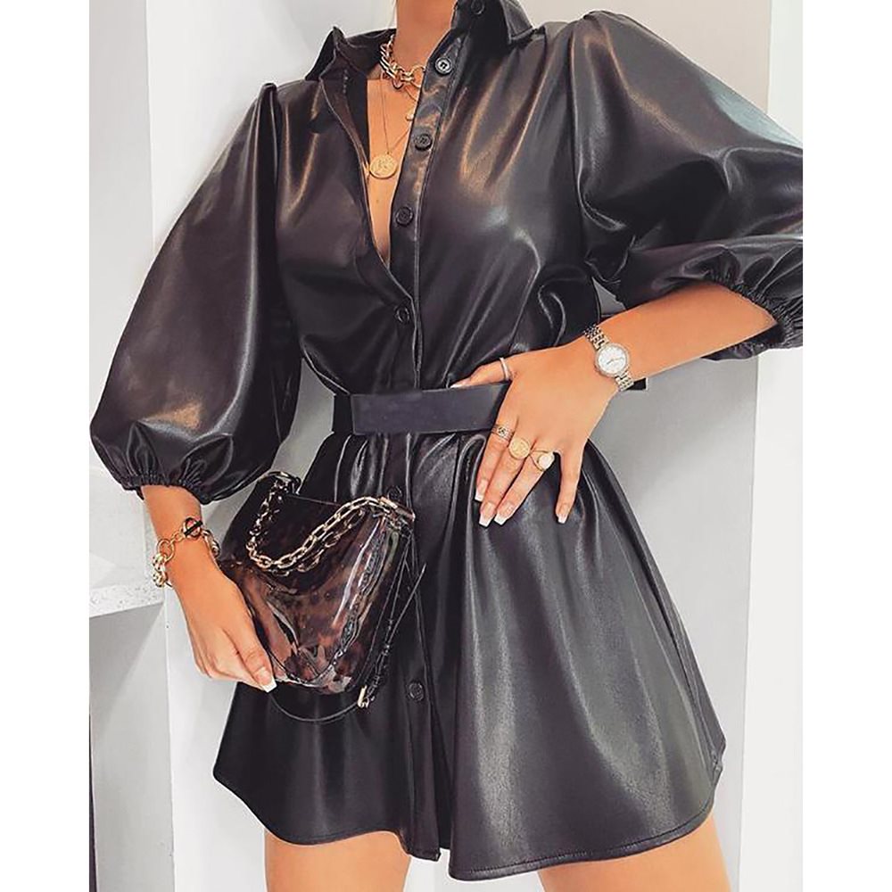 Faux Leather Dress