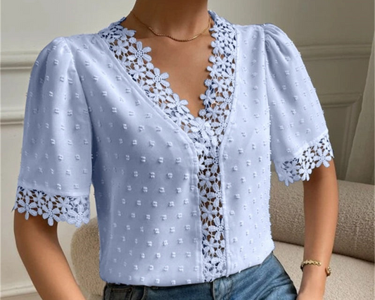 V-neck Embroidered Blouse