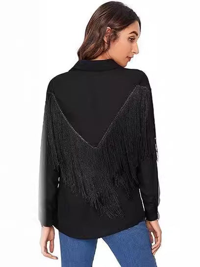 Fringe Long Sleeve Button Shirt