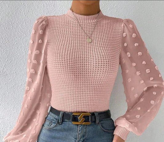 Knitwear Round Neck Stitching Long Sleeve Shirt