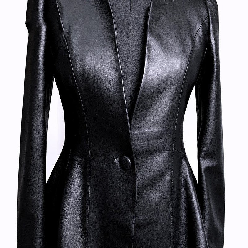 Leather Flare-out Jacket