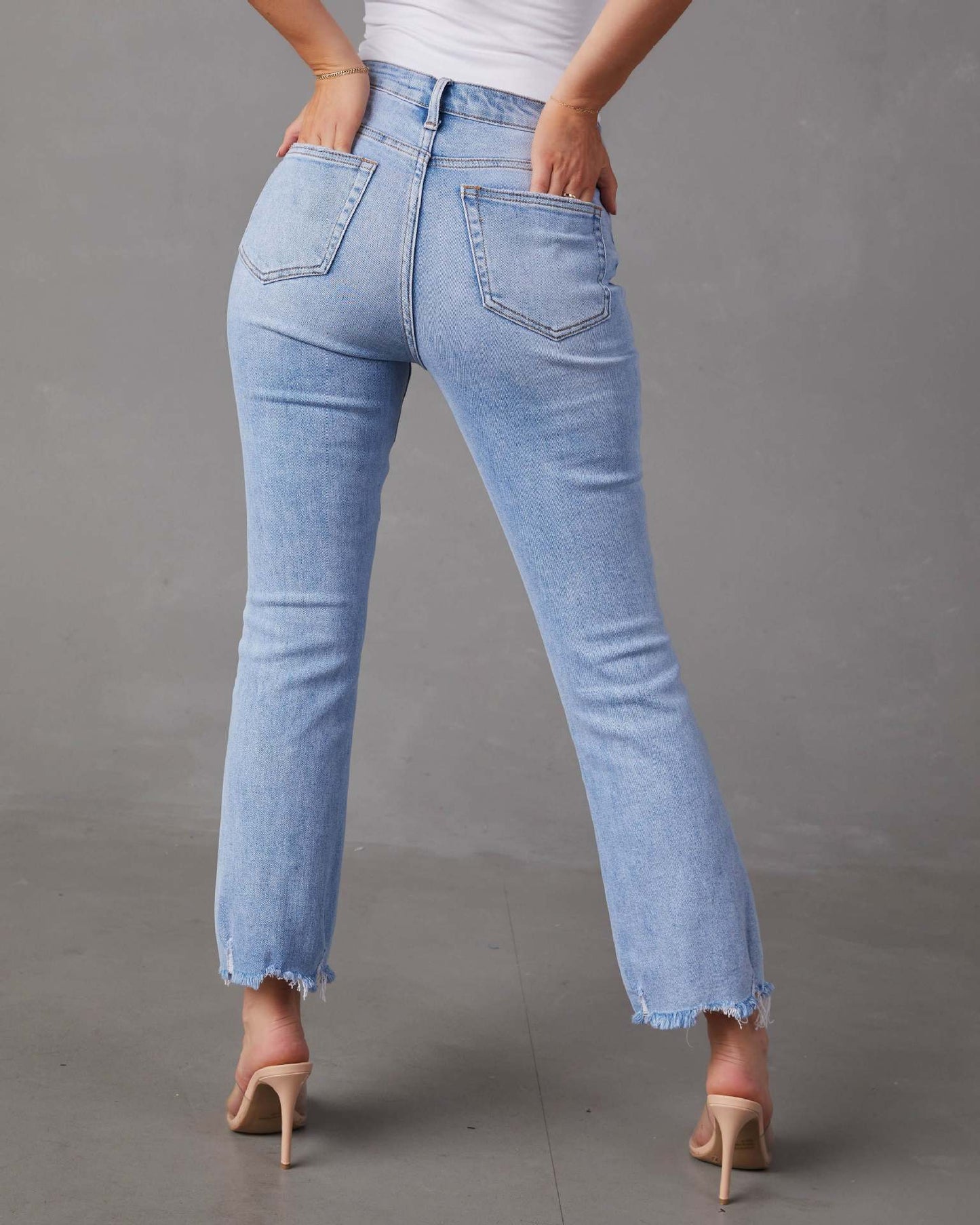 Fringe Ankle Blue Jeans