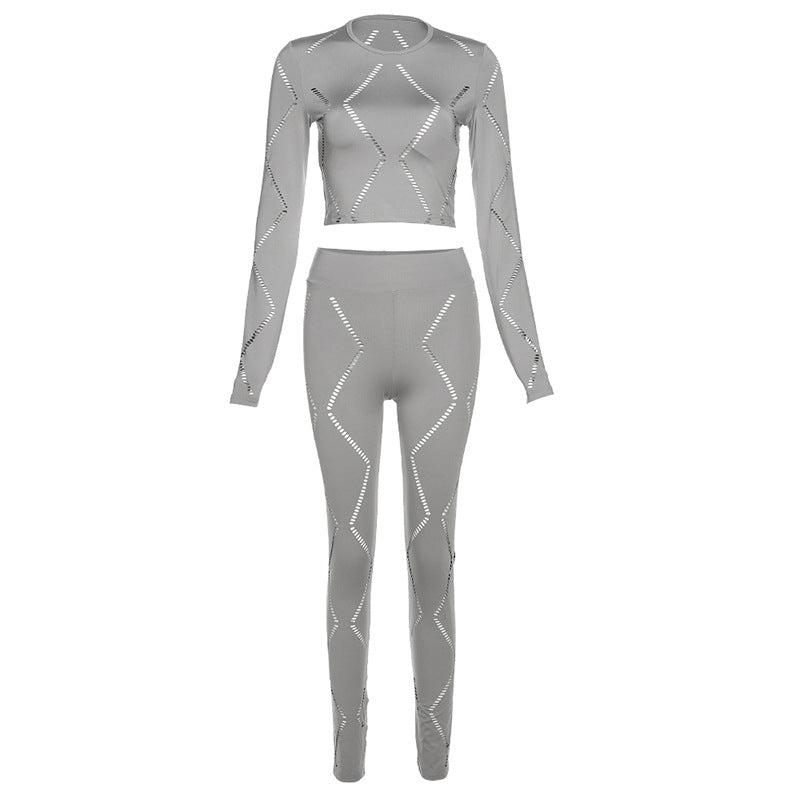 Women's Ripped High Waist Sports Suit