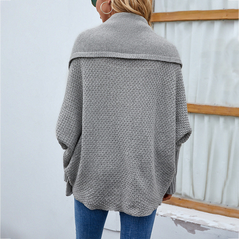 Loose Knitted Sweater Solid Color Long Sleeve Large Lapel Cardigan Autumn And Winter Fashion Jacket