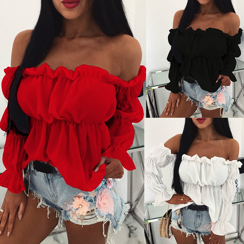 Ruffled Off Shoulder Shirt