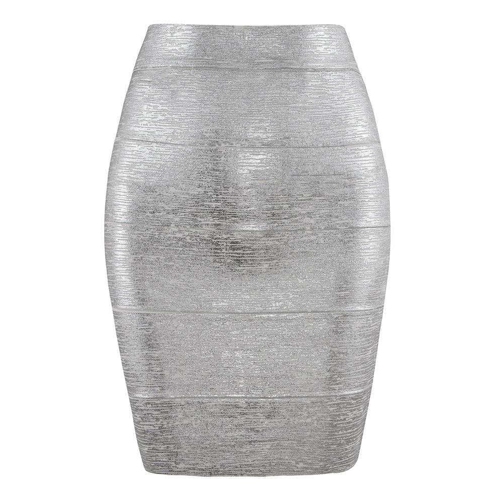 European Metallic Bandage Skirt Fashion