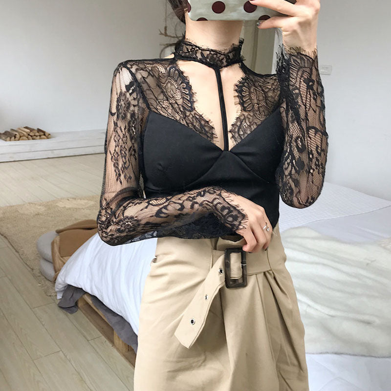 Lace See Through Shirt