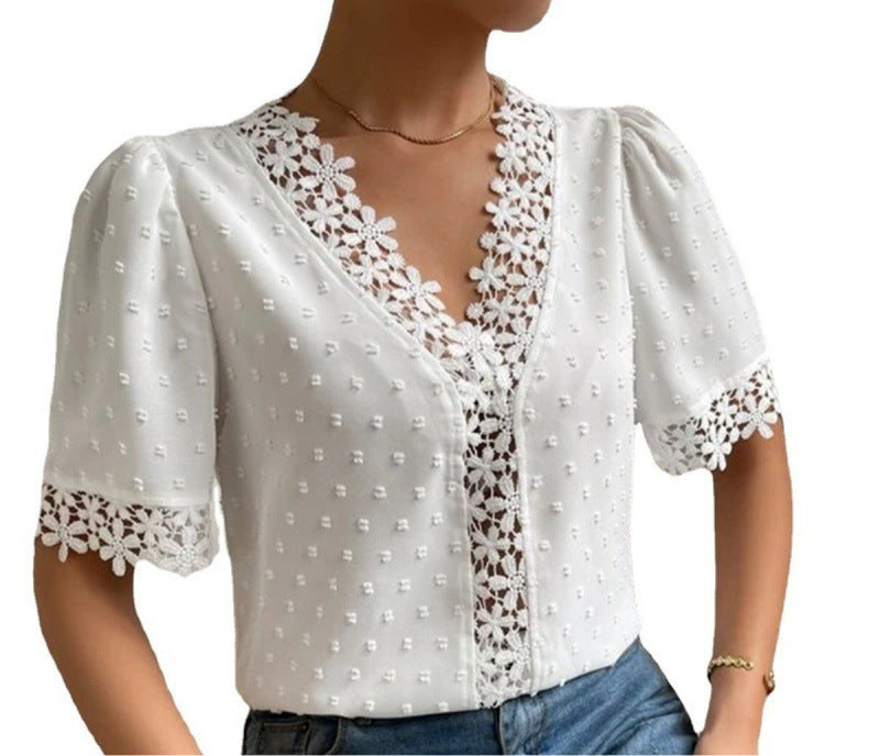 V-neck Embroidered Blouse