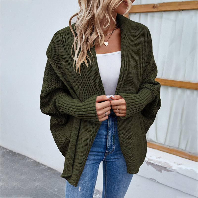 Loose Knitted Sweater Solid Color Long Sleeve Large Lapel Cardigan Autumn And Winter Fashion Jacket