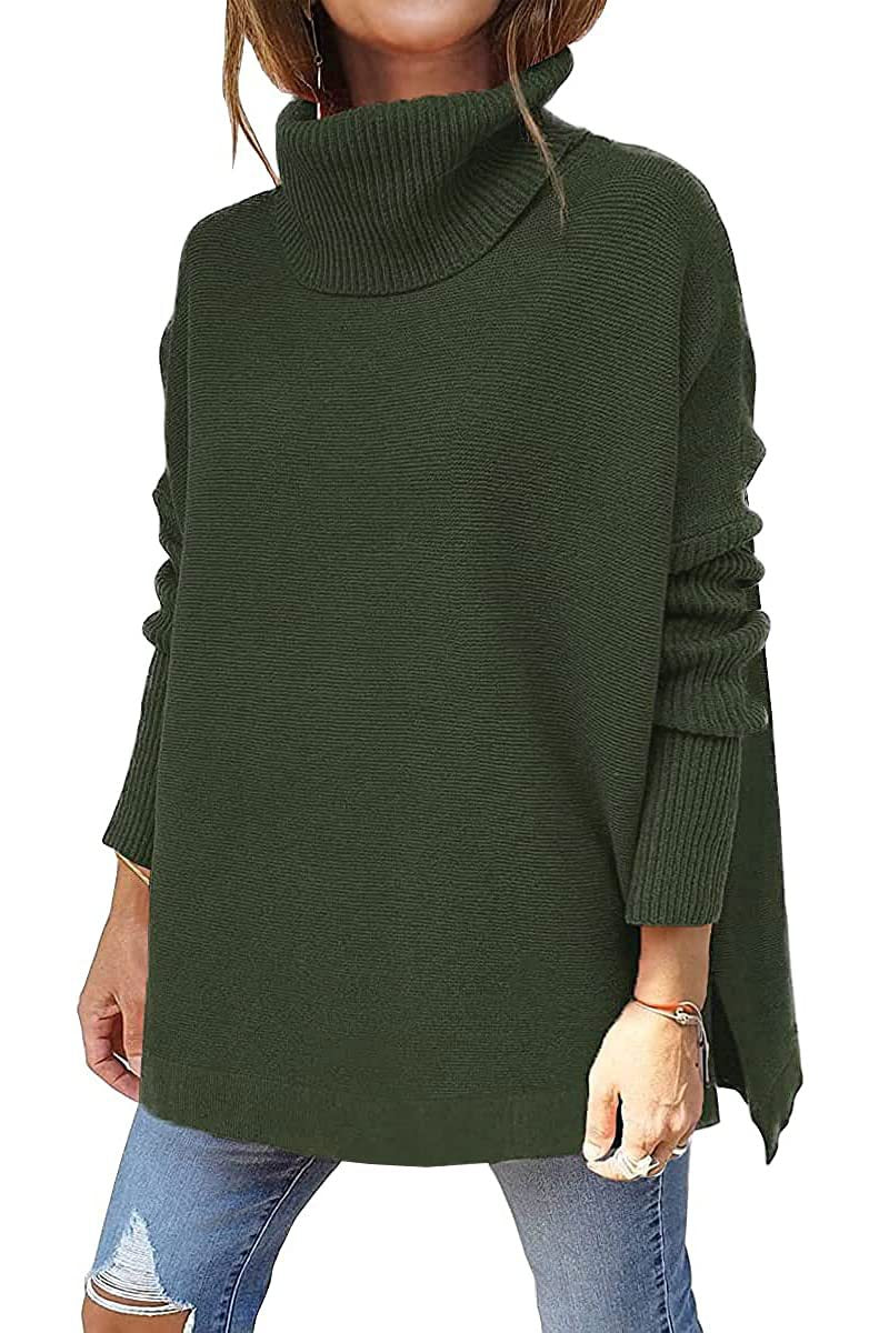 Turtleneck Sweater Mid Length Batwing Sleeve