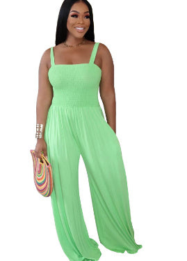 Solid Color Casual Tank Top Wide Leg Jumpsuit