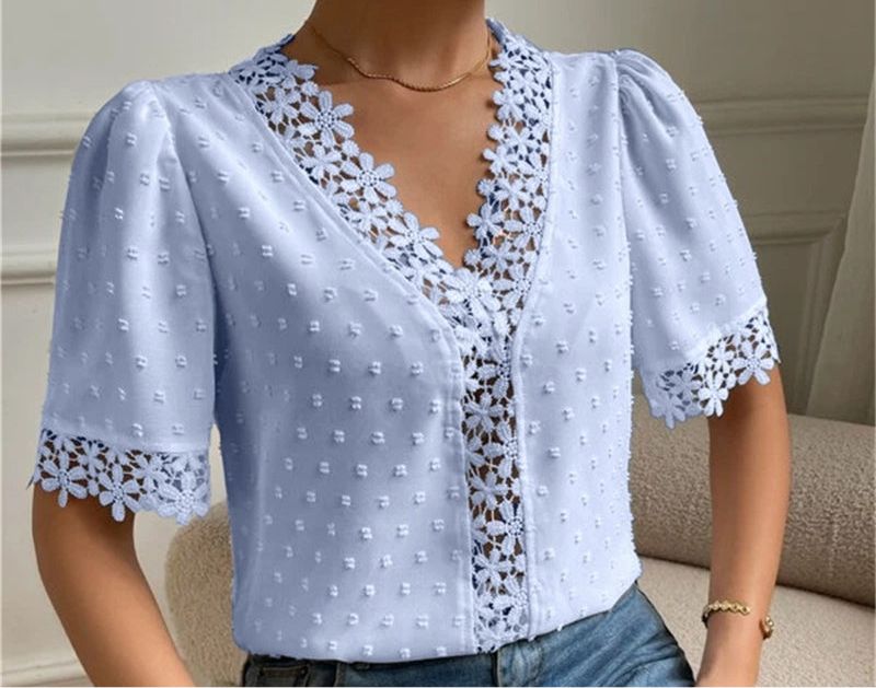 V-neck Embroidered Blouse