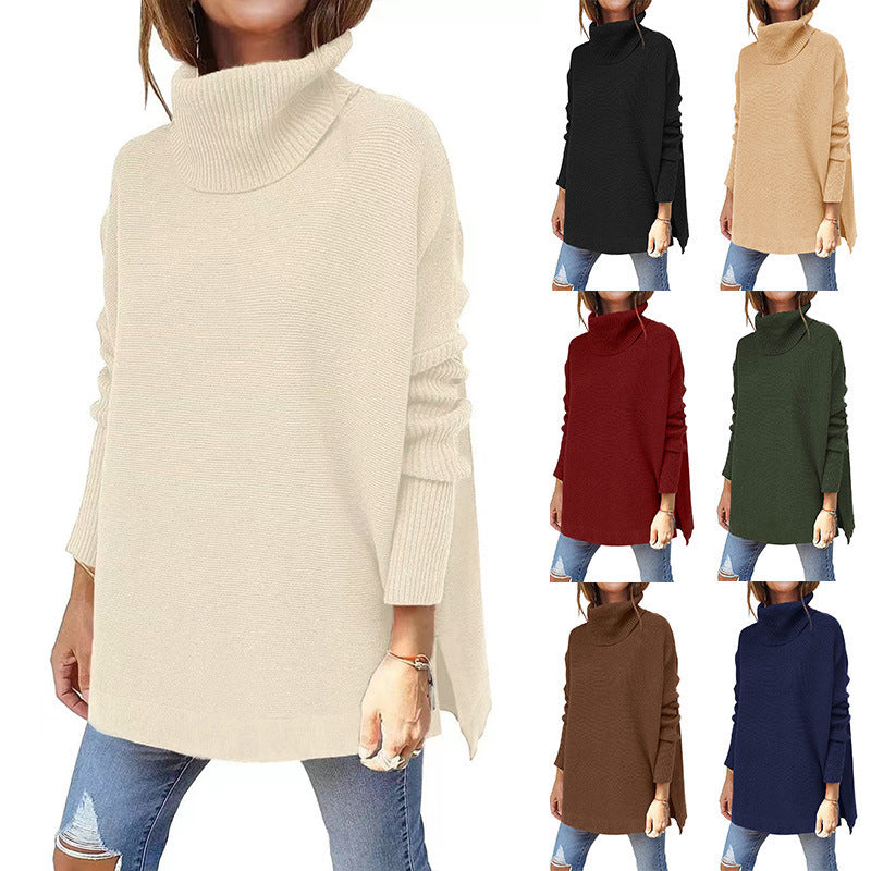 Turtleneck Sweater Mid Length Batwing Sleeve