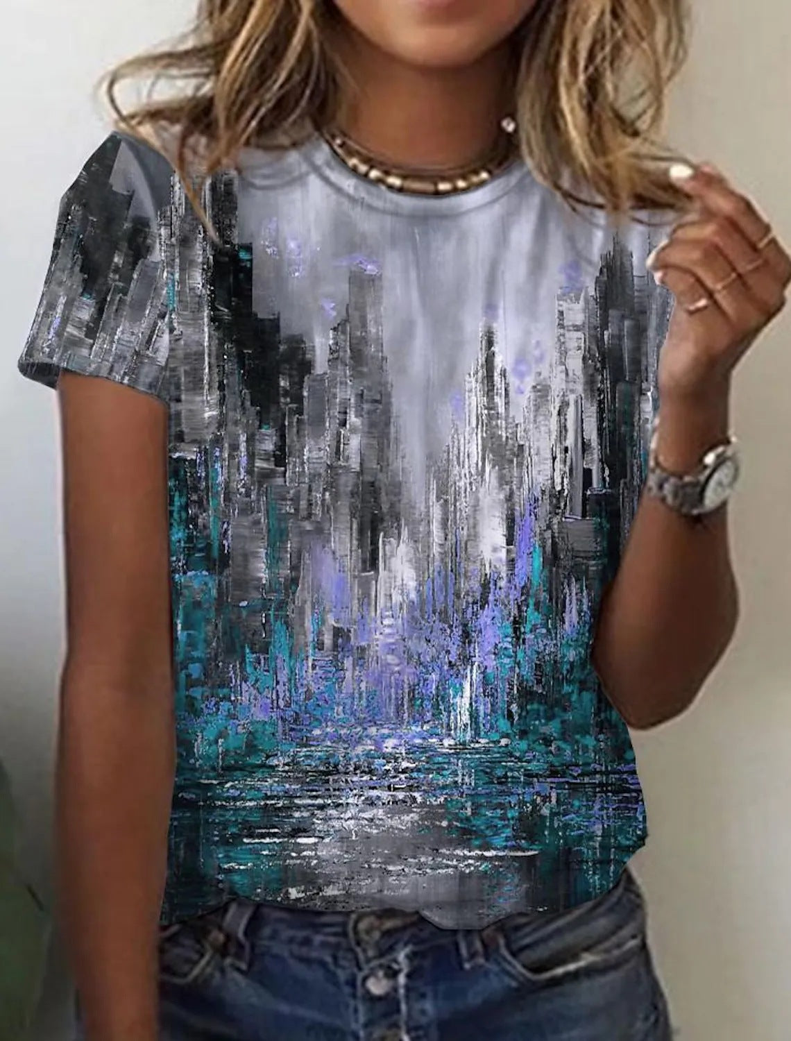 Abstract Retro Print Short Sleeve Shirt