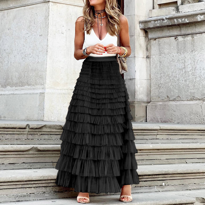 Ruffled Skirt Mesh Skirt