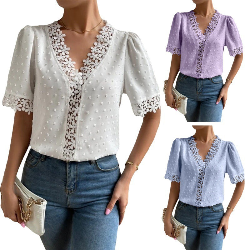 V-neck Embroidered Blouse