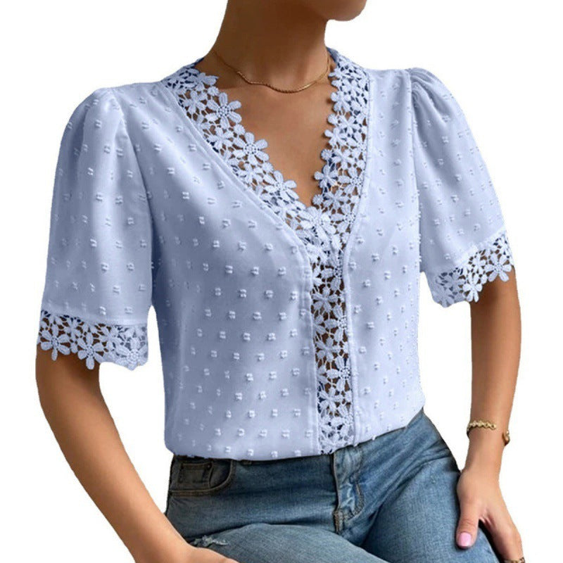 V-neck Embroidered Blouse