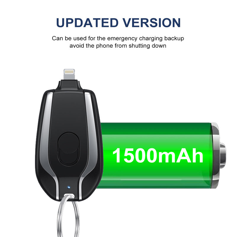 1500mAh Mini Power Keychain Charger With Type-C  Fast Charging Backup Power Bank