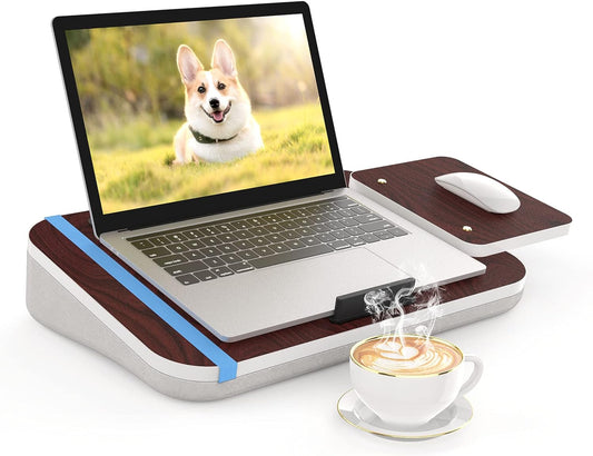 Laptop Desk With Cushion, Tablet Holder And Detachable Mouse Tray,