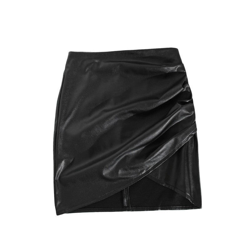 Discounted Leather Wrap Mini Skirt