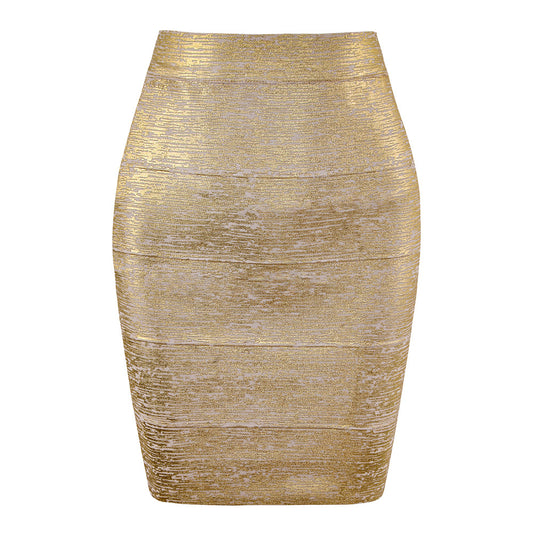 European Metallic Bandage Skirt Fashion