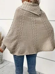 Twist Design Sense Retro Turtleneck Outerwear Sweater Women's Knitwear Pullover Cloak Shawl