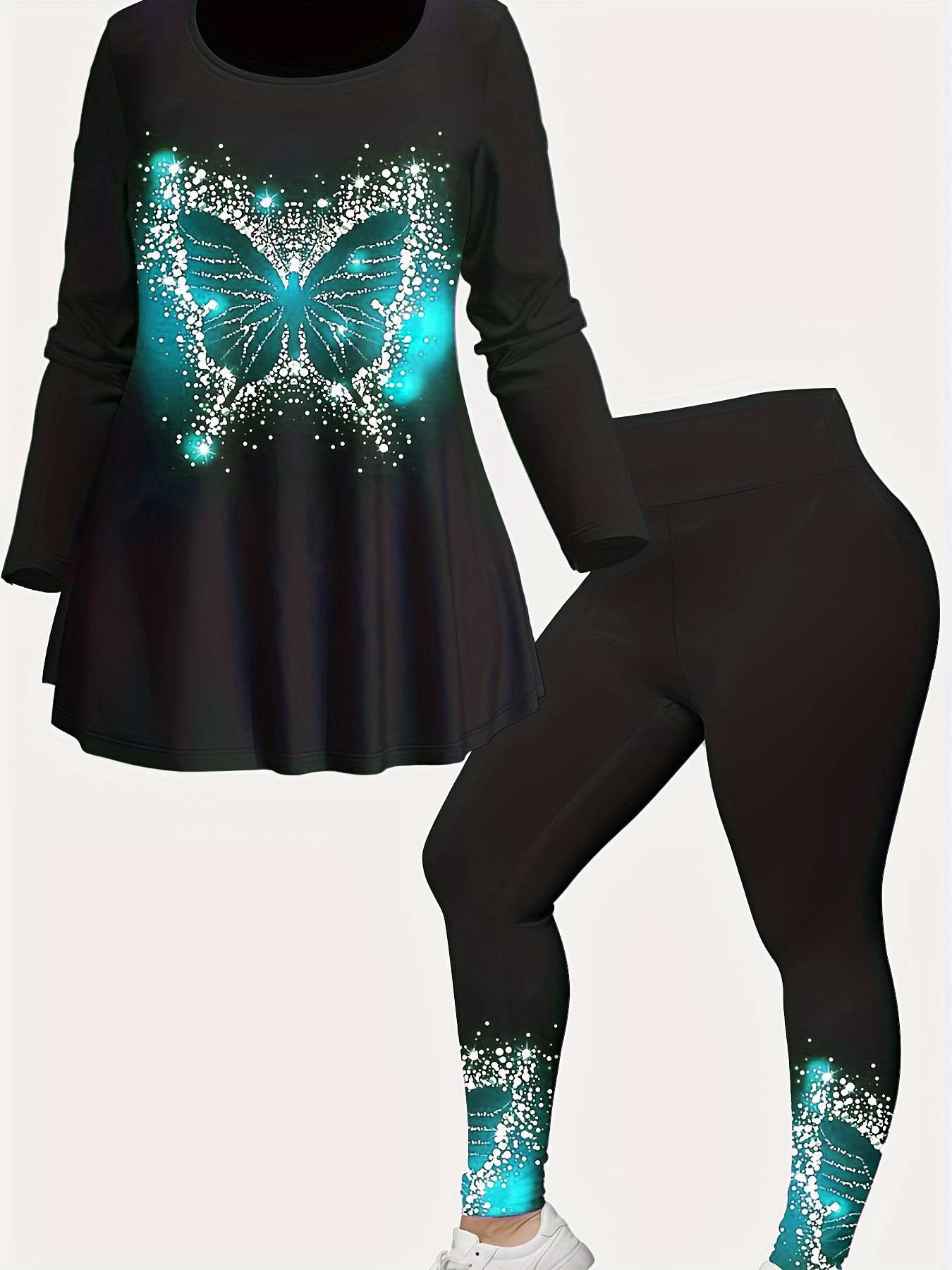 Long Sleeve Top Tights Ladies Two-piece Set