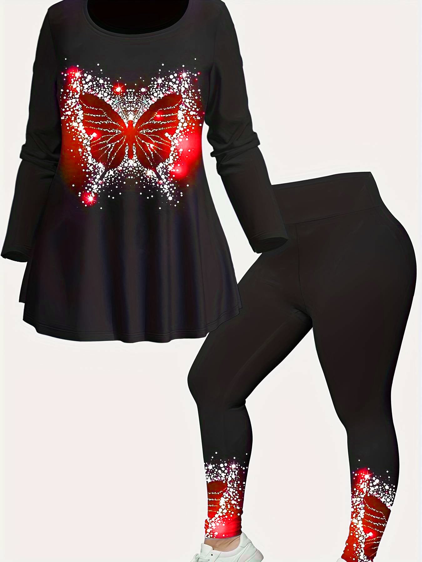 Long Sleeve Top Tights Ladies Two-piece Set