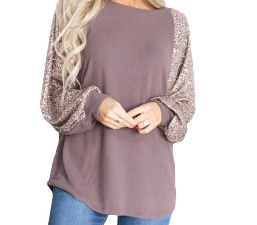 Sequins Long Sleeve Shirt