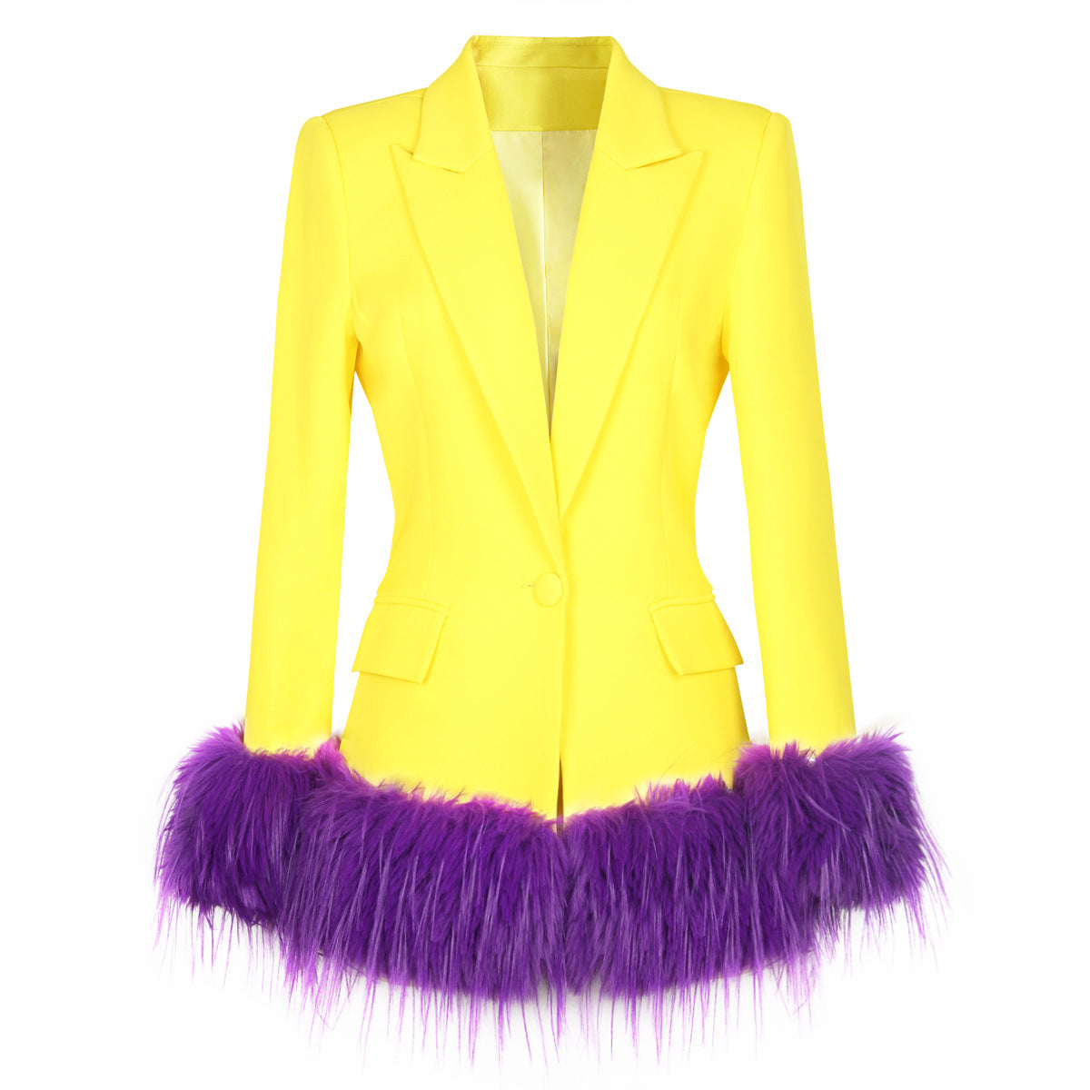 Detachable Feather Fashion  Coat Set