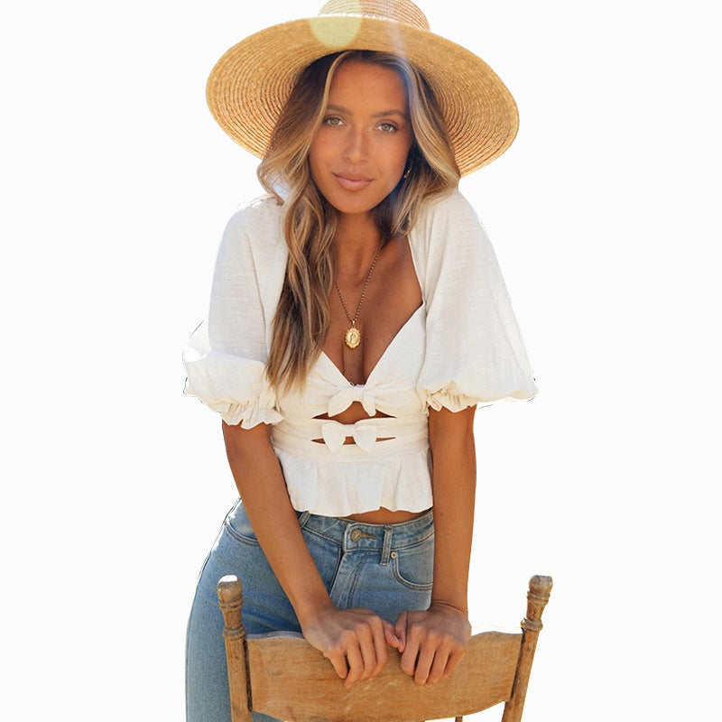 Women's Lantern Sleeve Cleavage Shirt