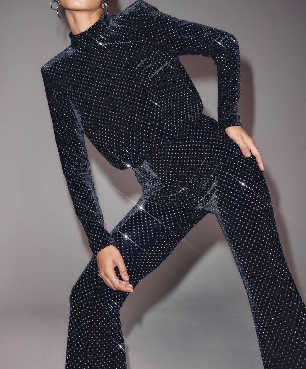 Sequins Long Sleeved Jumpsuit