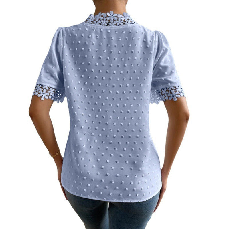 V-neck Embroidered Blouse