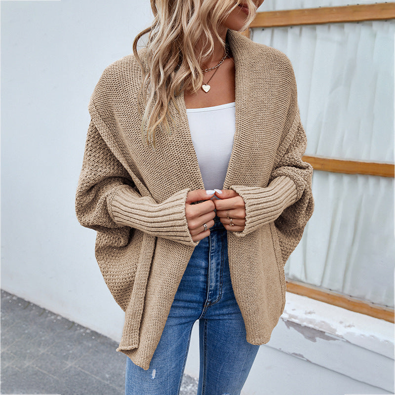 Loose Knitted Sweater Solid Color Long Sleeve Large Lapel Cardigan Autumn And Winter Fashion Jacket