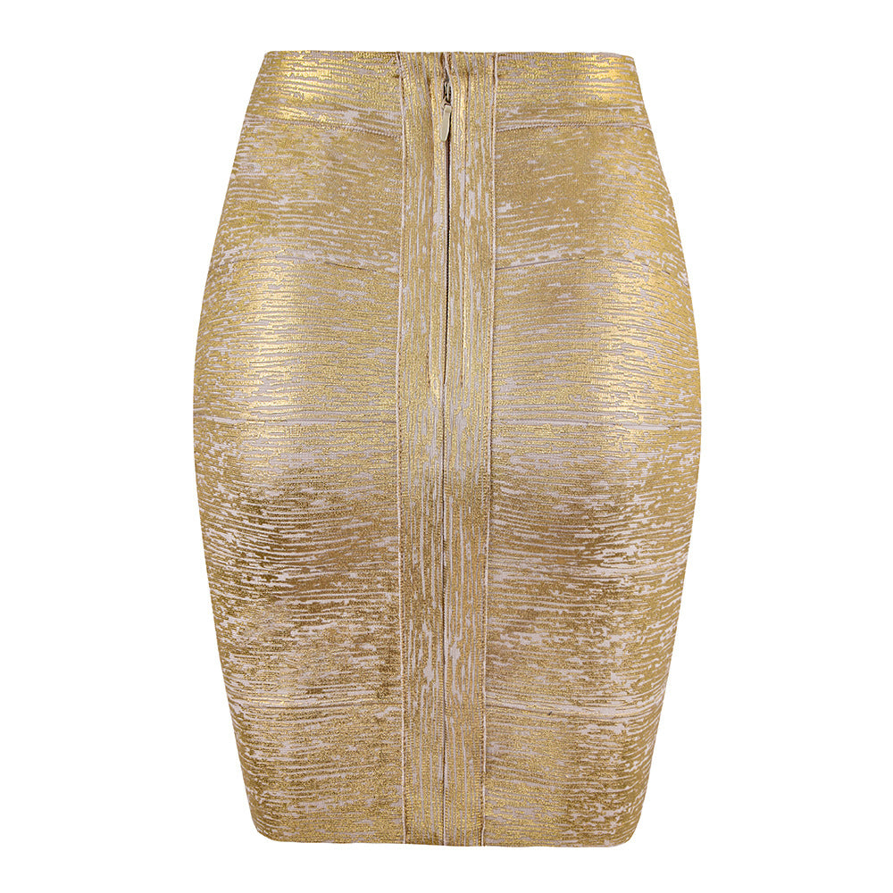 European Metallic Bandage Skirt Fashion