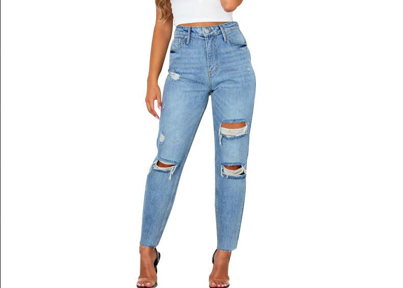 Fashion Ripped Blue Jeans