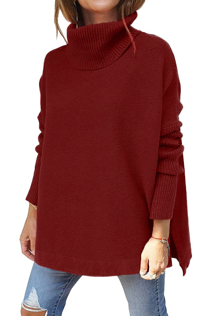 Turtleneck Sweater Mid Length Batwing Sleeve