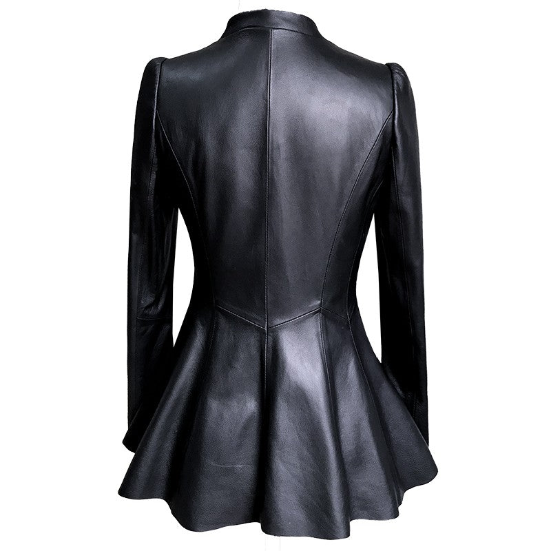 Leather Flare-out Jacket