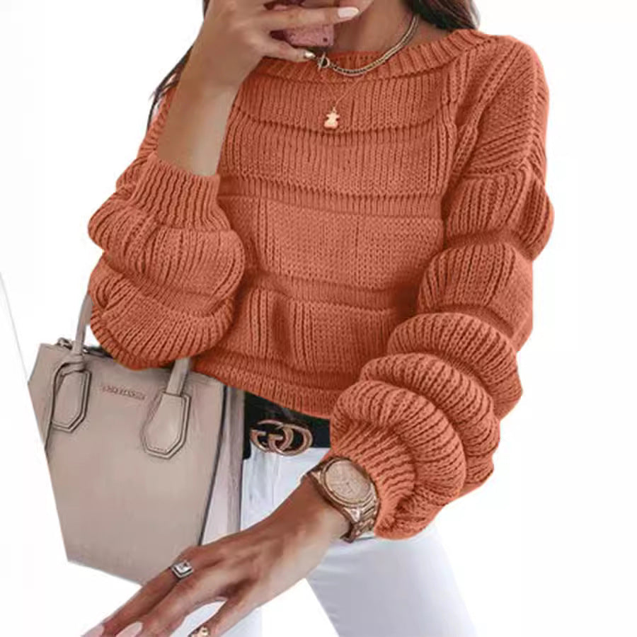 Women's Sweater Casual Round Neck Pullover Long Sleeve Loose Quality Thick Knitted Cute Top