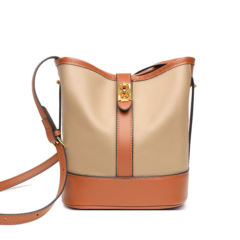 Large-capacity Bucket Bag Shoulder Messenger Soft Leather