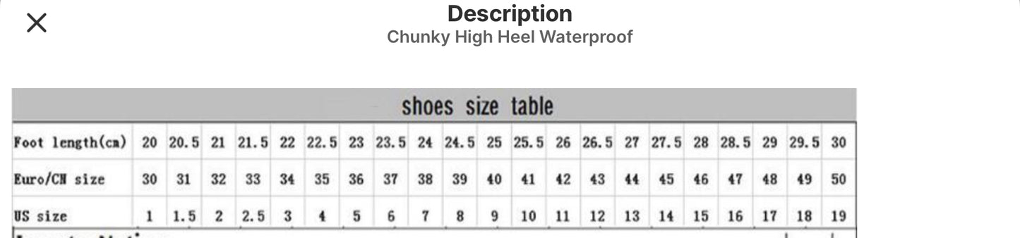 Chunky High Heel Waterproof