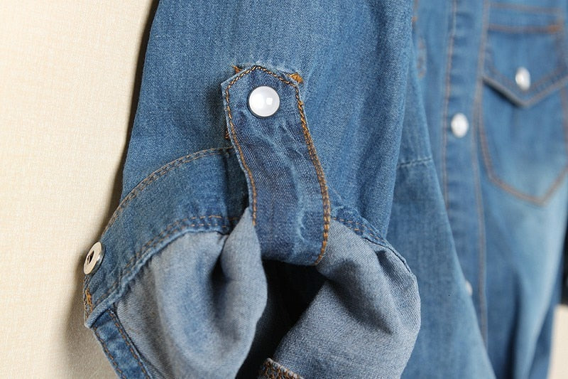 Denim Shirt Short Sleeve Crop Top