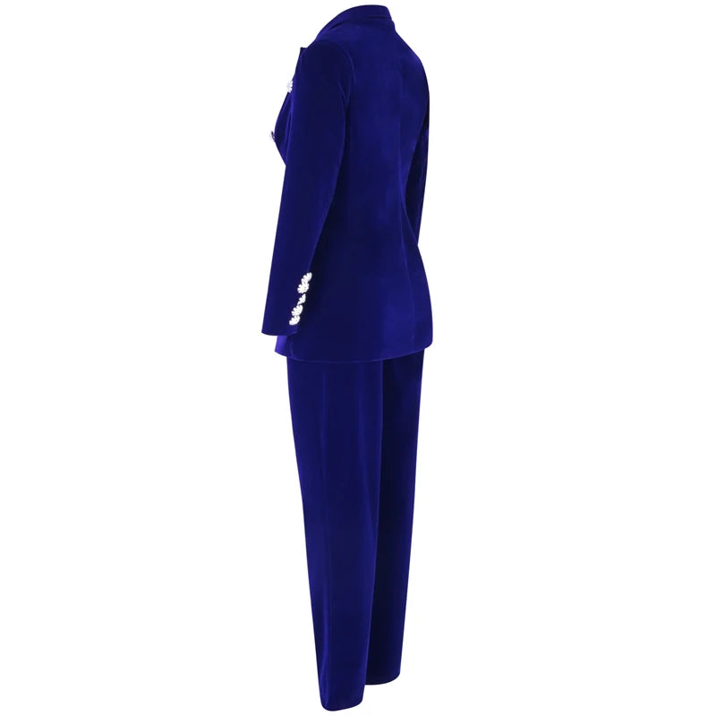 V Neck Long Sleeve 2 Piece Pants Suit