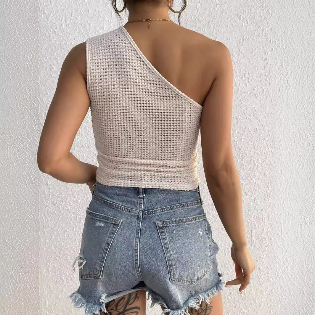 Fashion One-shoulder Knitted Top