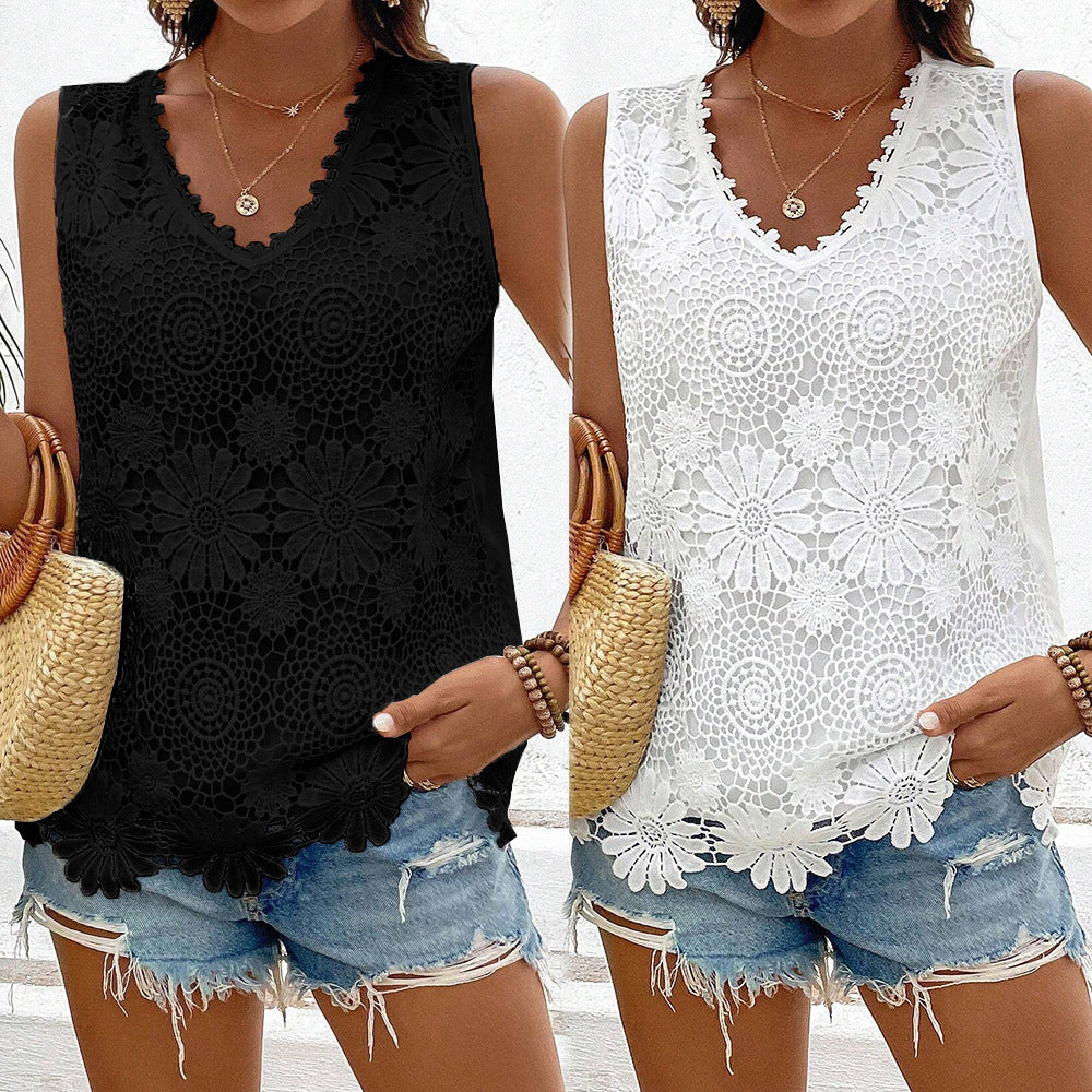 Tank Top Lace Flower Design Blouse