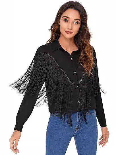 Fringe Long Sleeve Button Shirt